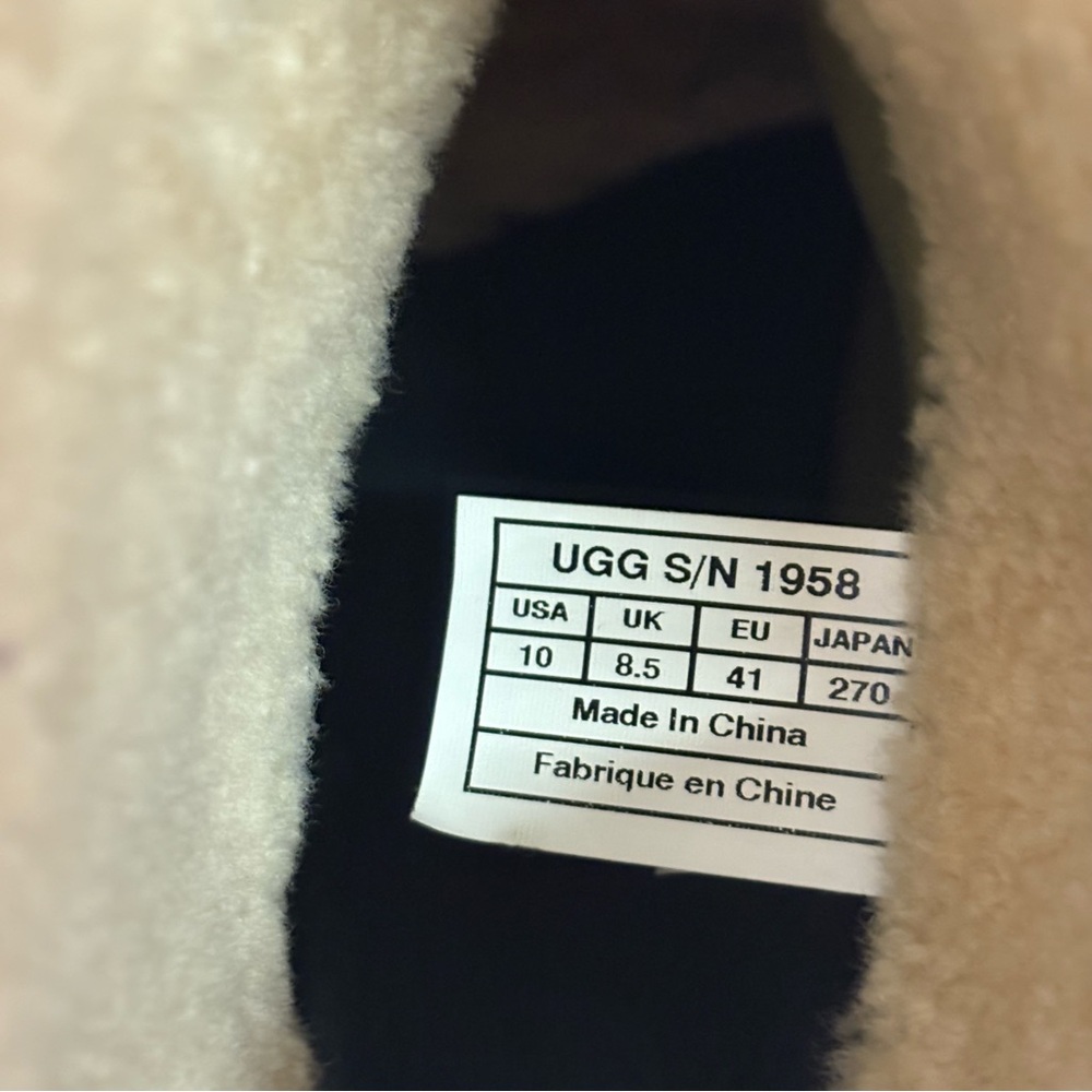 UGG Lynnea boots wooden clog heel Black Leather Sherpa gossip girl size 10 women - Picture 9 of 10